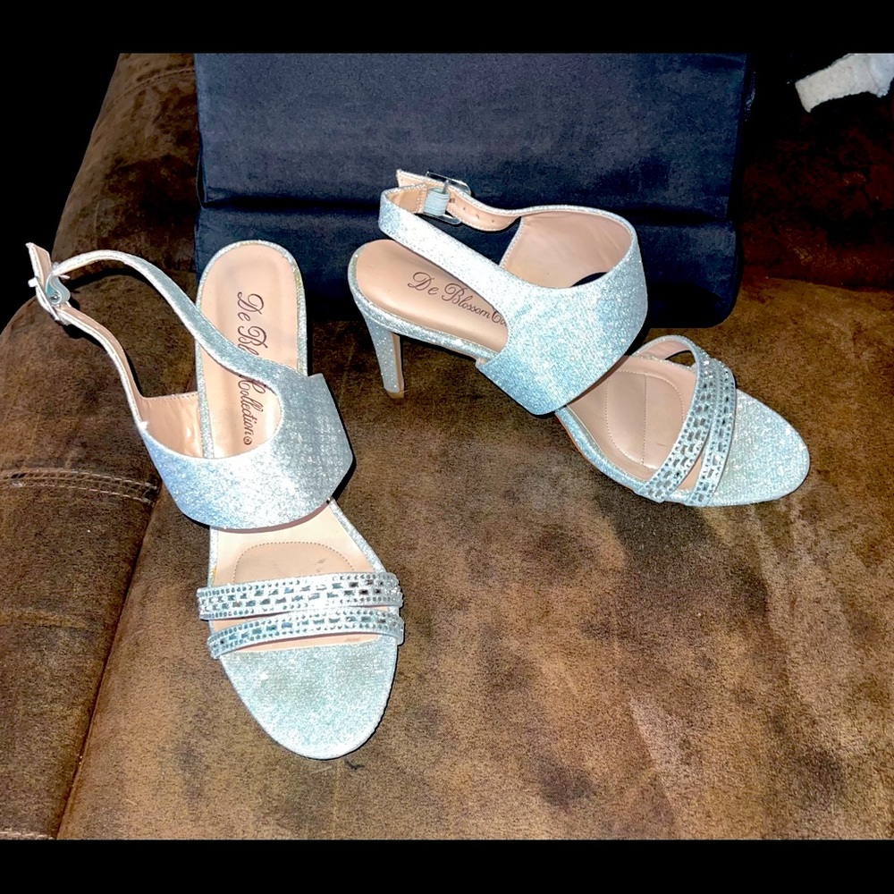 Silver shimmer heels